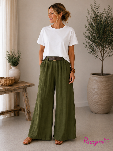 🤎 Khaki bukser med vidde og elegant fald 🤎