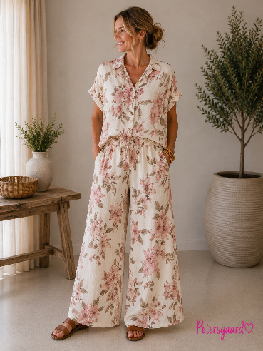 🌸 Luftige bukser med smukt Rosa blomsterprint 🌸