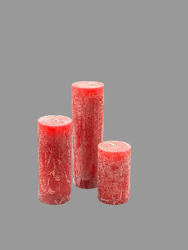 Mørkerød Bloklys i ren stearin