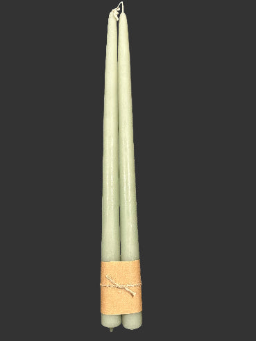 Eucalyptus farvet stagelys fra Diederich - 40 cm (sæt med 2 stk)