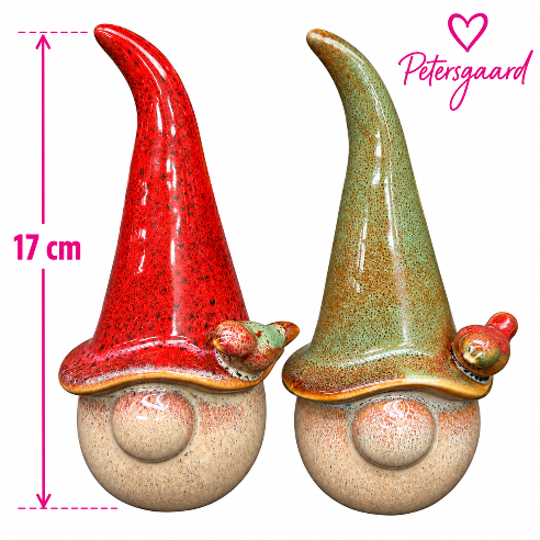 Søde keramiknisser med fugl – 17 cm