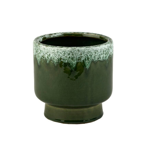 Urtepotte i antikgrøn keramik