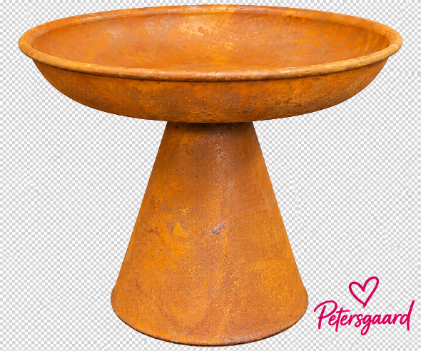 Smukt dekorationsfad på fod i rust – 19 x 17 cm
