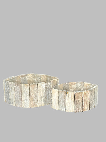 Oval planteskål i træ