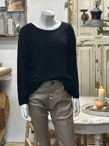 Viskose strik Sort - One Size 36-42