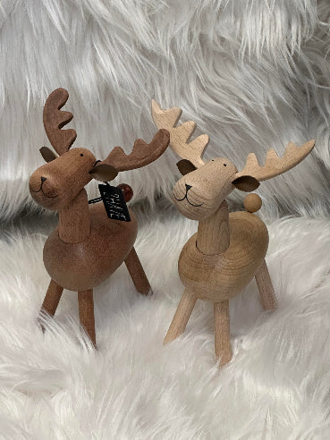 Elg i træ – 19 cm – Mørk eller lys