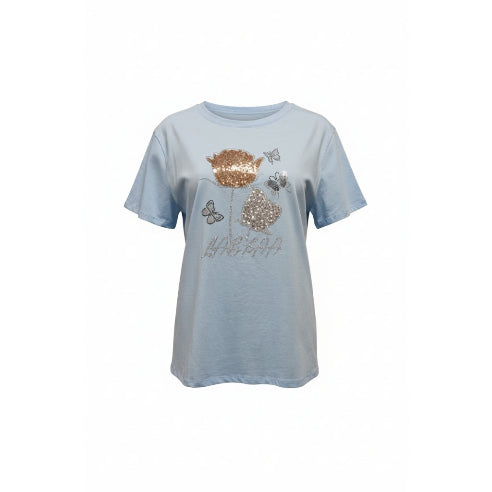 Lyseblå t-shirt med palietter ✨