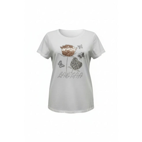 Hvid t-shirt med palietter ✨