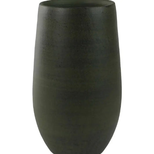 Håndlavet vase i keramik – Sortgrøn – Ø18 x H30 cm