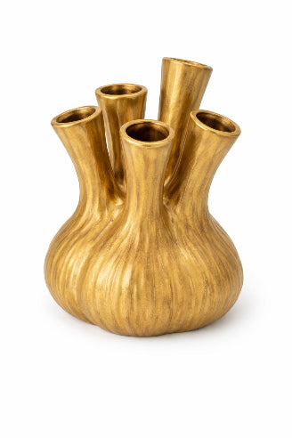 Vase i antik messingfinish – 17 cm