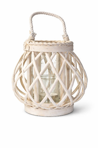 Hvid lanterne med glas – Ø19 cm