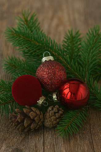 Bordeaux julekugler i 3 varianter