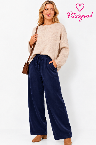 Bløde fløjlsbukser i Navy - One Size 36-44