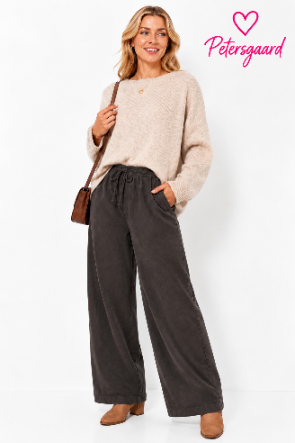 Bløde fløjlsbukser i Brun - One Size 36-44