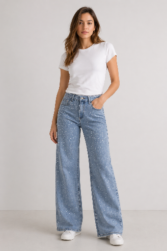 Jeans med vidde og bling