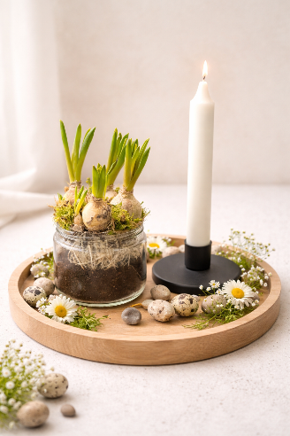 Glas med perlehyacint og lys – 2-i-1 dekoration