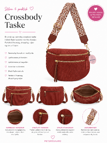 Stilren crossbody taske med fløjlsmateriale