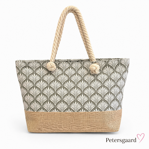 Strandtaske/Shopper med flettet rebhank