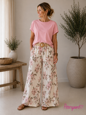 🌸 Luftige bukser med smukt Rosa blomsterprint 🌸