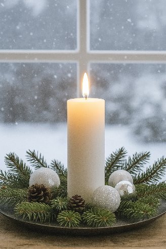 Hvid LED-stearinlys med naturtro 3D-flamme