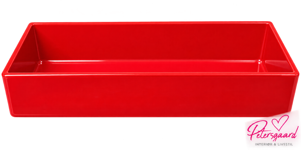 Rød dekorationsbakke i polyresin – 41 cm