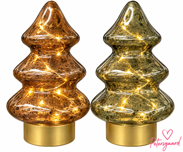 Smukke juletræer i glas med LED lys – 15 cm