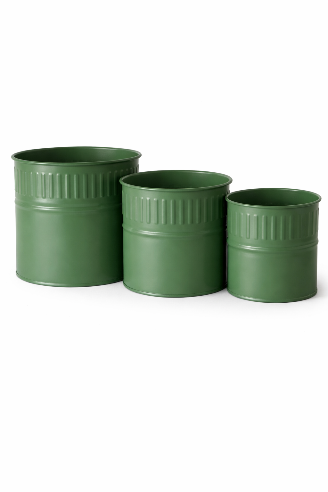 Grønne zink krukker – 3 størrelser
