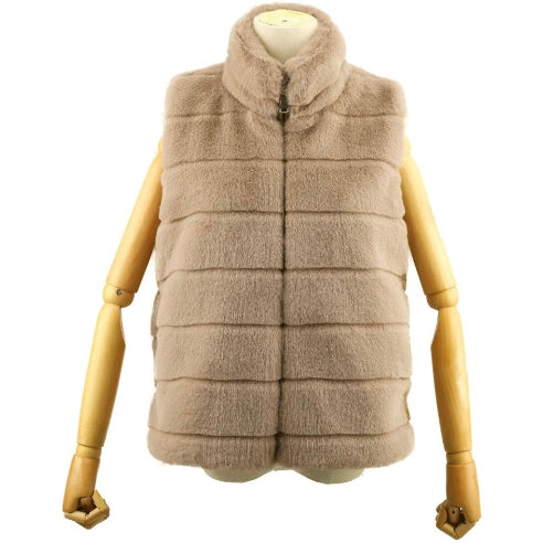 Vest i camel - Fake fur - One Size 36-44