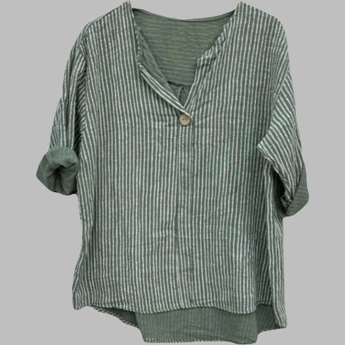Bluse med 3/4 ærme - Khaki
