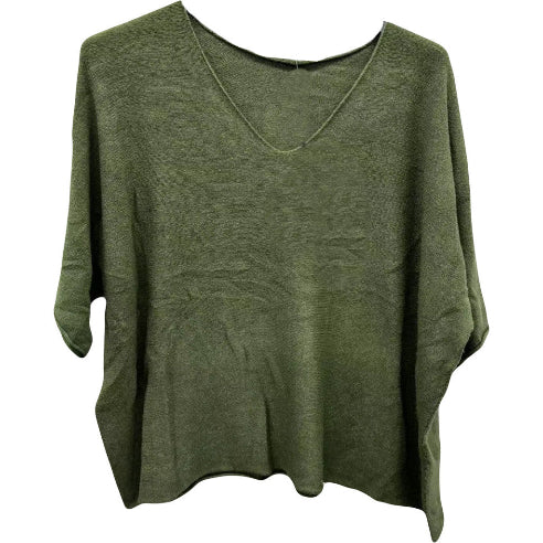 Viskose strik Khaki 3/4 Ærme - One Size 38-48