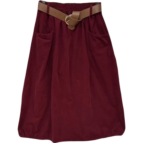 Bordeaux nederdel i babyfløjl – One Size 36–44