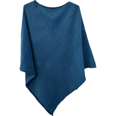 Poncho viskose strik - Petrol