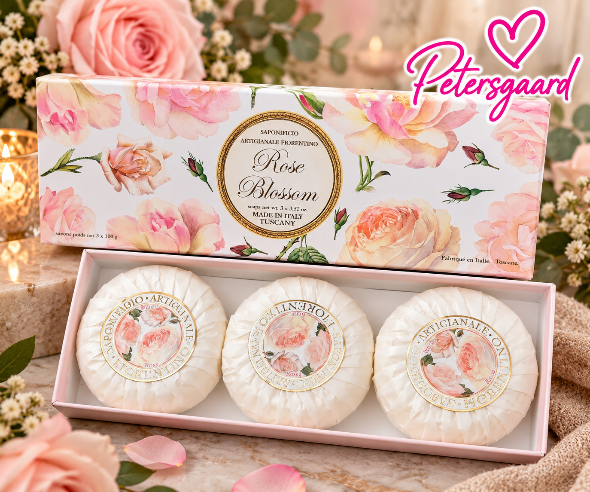 Eksklusive italienske sæber – Rose Blossom – Gaveæske med 3 stk.