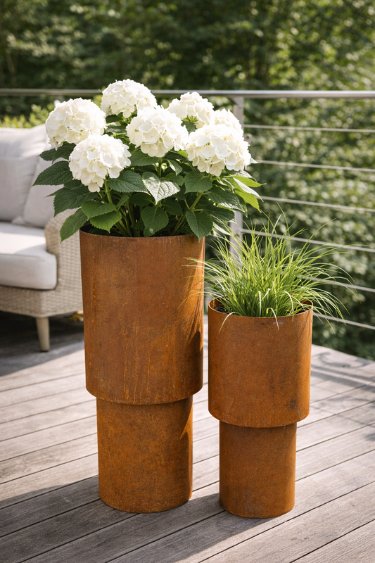 Corten stål krukker – rustikt og moderne look