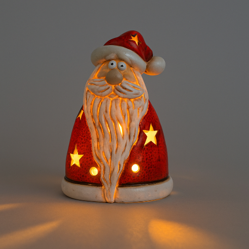 Keramik julemand med stjerner – 15,5 cm