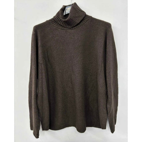 Choko Brun Blød viskosestrik med rullekrave - One Size 40-50