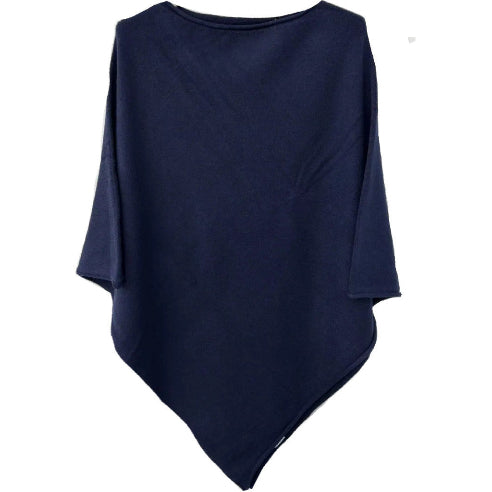 Poncho viskose strik - Marine Blå