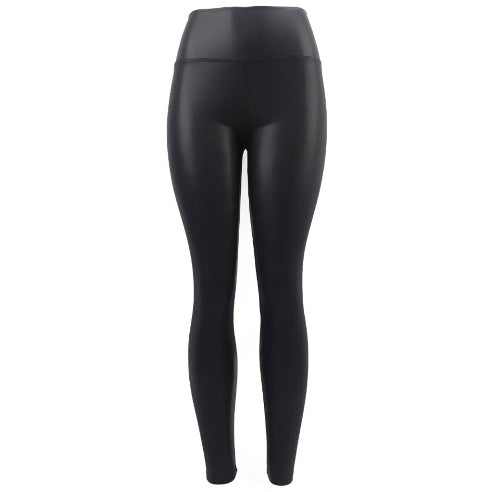 Coated leggings med fleece - Sort