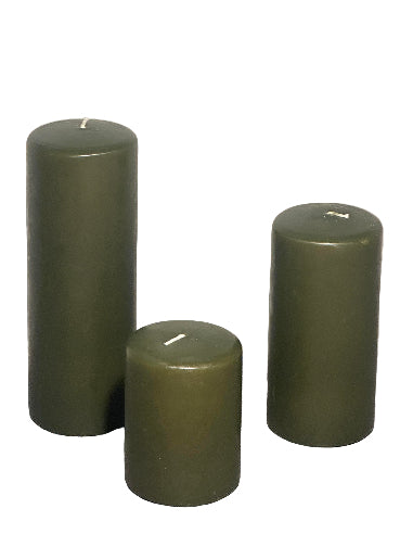 Olivengrøn bloklys fra Diederich – 100 % ren stearin