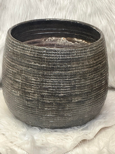Sort/grå mønstret krukke – Ø35 cm, H35 cm
